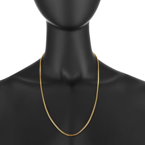 قلادة بسلسلة مربعة من الفولاذ المقاوم للصدأ مطلية بالذهب الأصفر عيار 2.5 مم من The Bling Factory 24 قيراط in Kuwait