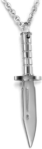 Hamoery Men Women Punk Stainless Steel Knife Dagger Chain Pendant Necklace in Kuwait