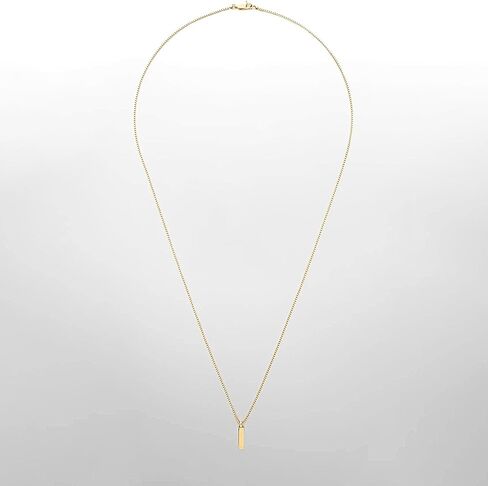 QueenBee 14K الذهب والذهب الأبيض سلسلة مربع قلادة شريط صغير للرجال، الحد الأدنى مجوهرات مضادة للماء هيبوالرجينيك، هدية له - عيد ميلاد، عيد الأب، عيد الحب in Kuwait
