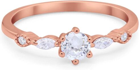 شركة بلو أبل الحد الأدنى 5 مم مكعب زركونيا دائري صغير الحجم على طراز آرت ديكو خاتم ماركيز ستايل كلاسيكي خاتم بيان خواتم خطوبة الزفاف للنساء 925 هدايا من الفضة الاسترليني لها in Kuwait