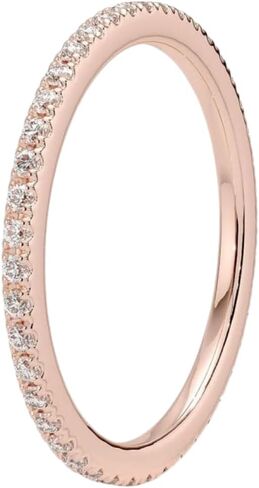 خاتم خطوبة مويسانيتي مستدير 10 قيراط من الذهب الصلب الخلود خاتم الزواج الذكرى السنوية هدية عيد الميلاد لها in Kuwait