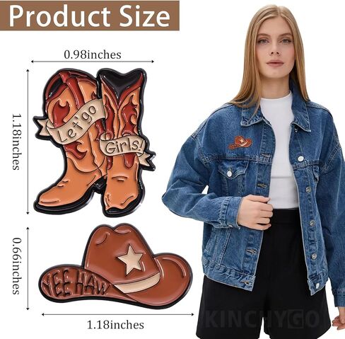 6 Pack Cowboy Hat Brooches Pins Lapel Enamel Pin Western Cowgirl Boots Hat Party Favors for Clothing Bag Jewelry Gift in Kuwait