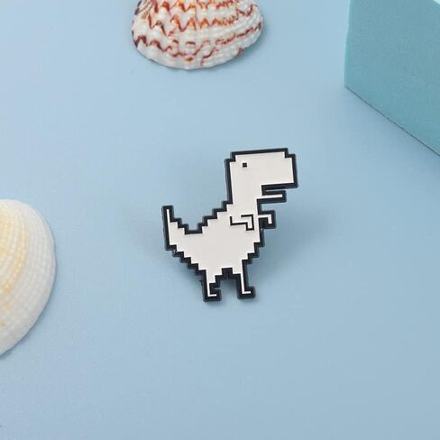 Funny Pixel Dinosaur Enamel Brooch Pin - Cartoon Dinosaur Badge for Women Men Fun Jewelry in Saudi Arabia
