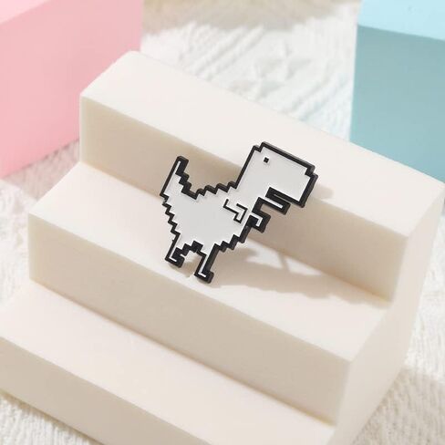 Funny Pixel Dinosaur Enamel Brooch Pin - Cartoon Dinosaur Badge for Women Men Fun Jewelry in Saudi Arabia