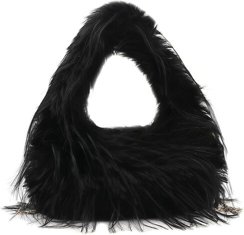 Women’s Fluffy Faux Fur Tote Bag Feather Evening Bags Clutch Purses Shoulder Crossbody Bag in Saudi Arabia