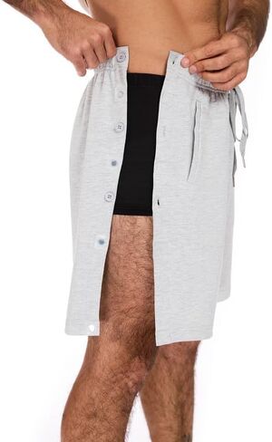 Men's Post Surgery Tear Away Shorts, Magnetic Side Open Breakaway Sweat Shorts with Pockets, Easy Dressing, Loose Fit in Kuwait