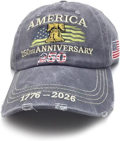 قبعة YAKER USA للذكرى السنوية الـ 250، قبعات بيسبول وطنية مطرزة للذكرى الـ 250 قابلة للتعديل، قبعة مغسولة كلاسيكية in Kuwait
