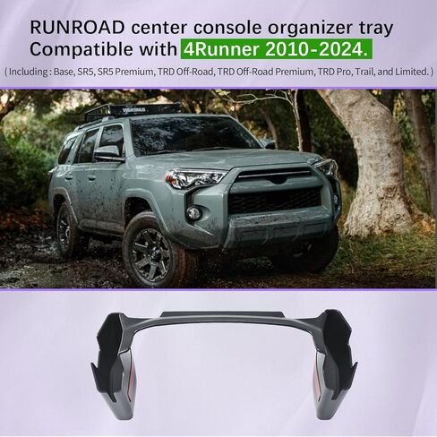صينية تنظيم وحدة التحكم المركزية RUNROAD متوافقة مع ملحقات Toyota 4Runner 2010-2021 2022 2023 2024، صندوق تخزين جانبي لوحدة التحكم في ناقل الحركة ومسند الذراع وجيب الهاتف وحامل العملات المعدنية in Saudi Arabia