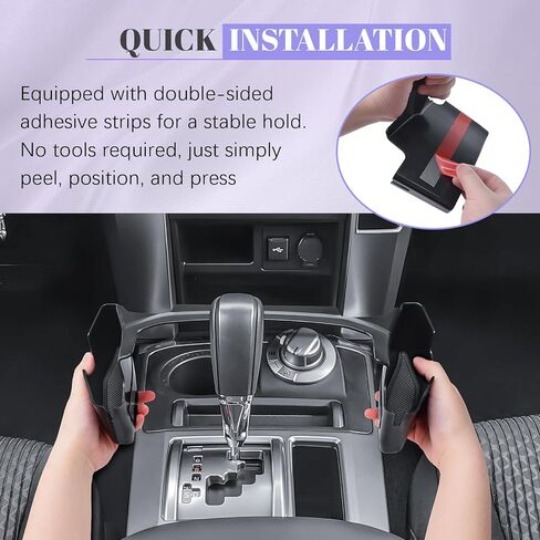 صينية تنظيم وحدة التحكم المركزية RUNROAD متوافقة مع ملحقات Toyota 4Runner 2010-2021 2022 2023 2024، صندوق تخزين جانبي لوحدة التحكم في ناقل الحركة ومسند الذراع وجيب الهاتف وحامل العملات المعدنية in Saudi Arabia