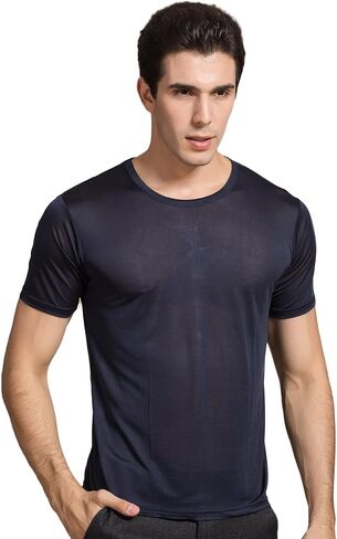 CLC Men's Mulberry Silk Round Neck T-Shirt Knit Fabric Oversized in Kuwait