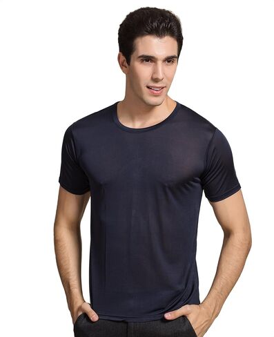 CLC Men's Mulberry Silk Round Neck T-Shirt Knit Fabric Oversized in Kuwait