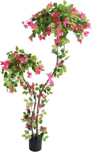 5FT Bougainvillea Artificial Tree with Flowers, Fake Bougainvillea Tall Trees, Faux Blooming Tree in Plastic Pot for Indoor Front Porch Decor or Outdoor Home Office, 1 PCS(59 inch) in Kuwait