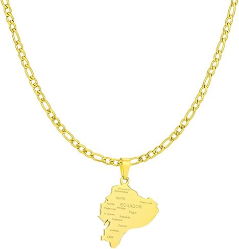 Ecuador Map Pendant Necklaces for Women Stainless Steel Charm Maps Jewelry Ecuadorian Patriotic With City Name Accessory in Kuwait