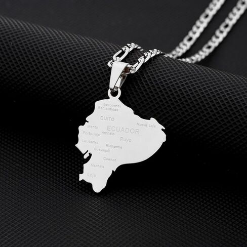 Ecuador Map Pendant Necklaces for Women Stainless Steel Charm Maps Jewelry Ecuadorian Patriotic With City Name Accessory in Saudi Arabia