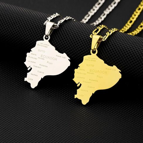 Ecuador Map Pendant Necklaces for Women Stainless Steel Charm Maps Jewelry Ecuadorian Patriotic With City Name Accessory in Saudi Arabia