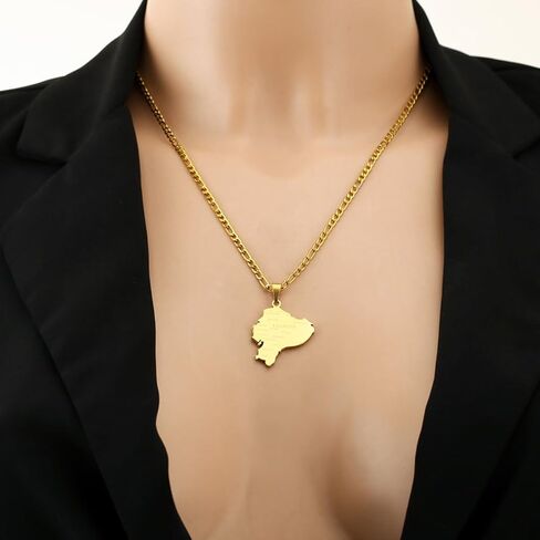 Ecuador Map Pendant Necklaces for Women Stainless Steel Charm Maps Jewelry Ecuadorian Patriotic With City Name Accessory in Saudi Arabia