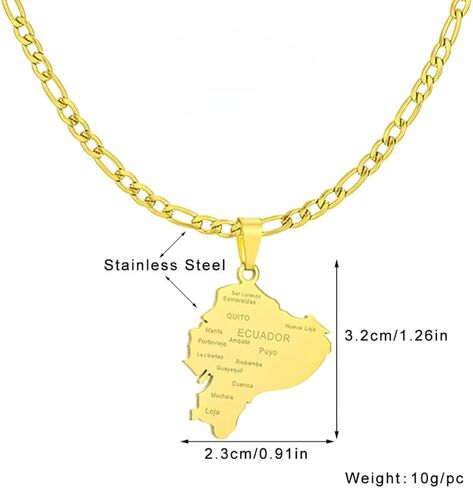 Ecuador Map Pendant Necklaces for Women Stainless Steel Charm Maps Jewelry Ecuadorian Patriotic With City Name Accessory in Saudi Arabia