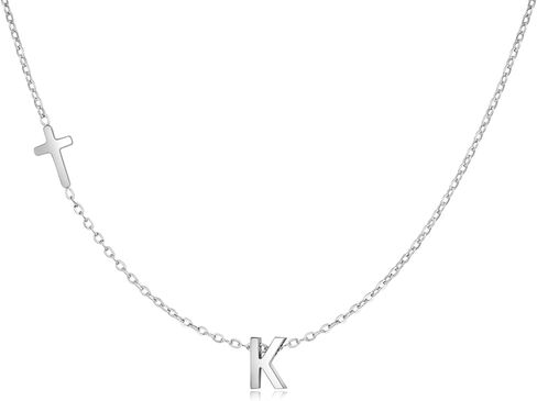 Cross Necklace for Women with Initial, 18K Gold Plated Initial A-Z Pendant| Dainty Cute Cross Necklaces | Trendy Tiny Gold Letter Necklaces Jewelry Gifts for Women in Kuwait