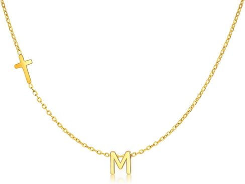 Cross Necklace for Women with Initial, 18K Gold Plated Initial A-Z Pendant| Dainty Cute Cross Necklaces | Trendy Tiny Gold Letter Necklaces Jewelry Gifts for Women in Saudi Arabia