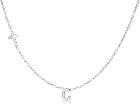 Cross Necklace for Women with Initial, 18K Gold Plated Initial A-Z Pendant| Dainty Cute Cross Necklaces | Trendy Tiny Gold Letter Necklaces Jewelry Gifts for Women in Saudi Arabia