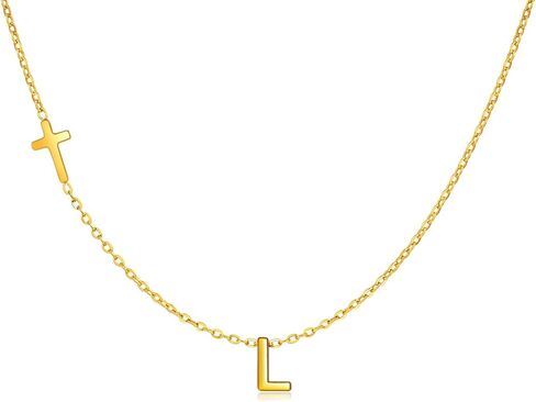 Cross Necklace for Women with Initial, 18K Gold Plated Initial A-Z Pendant| Dainty Cute Cross Necklaces | Trendy Tiny Gold Letter Necklaces Jewelry Gifts for Women in Saudi Arabia