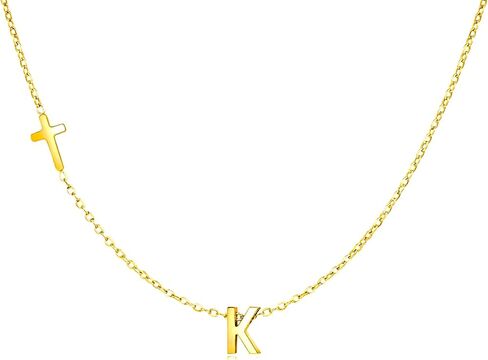 Cross Necklace for Women with Initial, 18K Gold Plated Initial A-Z Pendant| Dainty Cute Cross Necklaces | Trendy Tiny Gold Letter Necklaces Jewelry Gifts for Women in Saudi Arabia