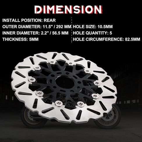 مجموعة أقراص الفرامل الدوارة العائمة الأمامية والخلفية مقاس 11.5 بوصة متوافقة مع Harley Davidson Touring Dyna Sportster Softail Early Super Glide 2000-2014، تحديث دوار الفرامل العائم من الفولاذ المقاوم للصدأ in Kuwait