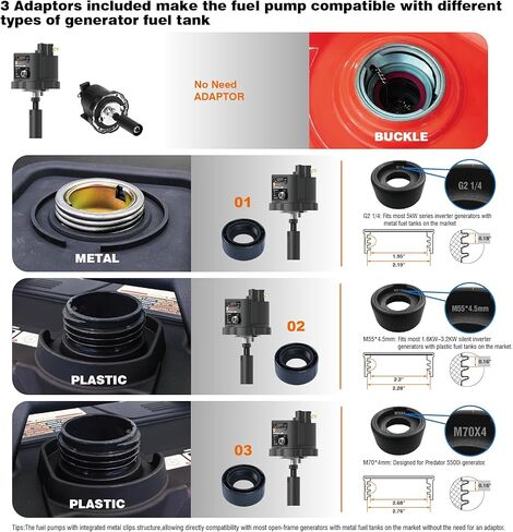 12V DC Gasoline Fuel Pump for Generators,Automatically Pump fuel, Universal Fit with 3 Adapters, Non-stop running the generator in Kuwait