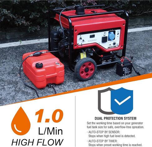 12V DC Gasoline Fuel Pump for Generators,Automatically Pump fuel, Universal Fit with 3 Adapters, Non-stop running the generator in Kuwait