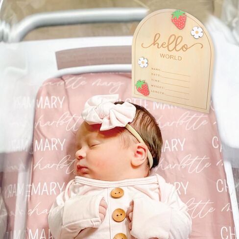 KOJIN Strawberry Wooden Hello World Sign, 6.9 x 5.8 x 0.125 inches, Rustic Newborn Welcome Sign, Fruit Theme, Tabletop Mount, Wood Material, DECORATIVE SIGNAGE in Kuwait