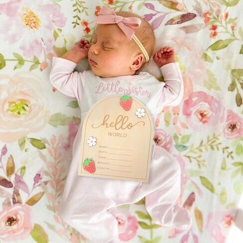 KOJIN Strawberry Wooden Hello World Sign, 6.9 x 5.8 x 0.125 inches, Rustic Newborn Welcome Sign, Fruit Theme, Tabletop Mount, Wood Material, DECORATIVE SIGNAGE in Kuwait