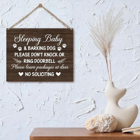 Sleeping Baby Sign For Front Door Do Not Knock Or Ring Doorbell Sign, Housewarming Gifts New Home Gifts for Women Men, Wooden Sign With Rope, Wood Hanging Sign for Porch Bedroom Door Decorations -20 in Saudi Arabia