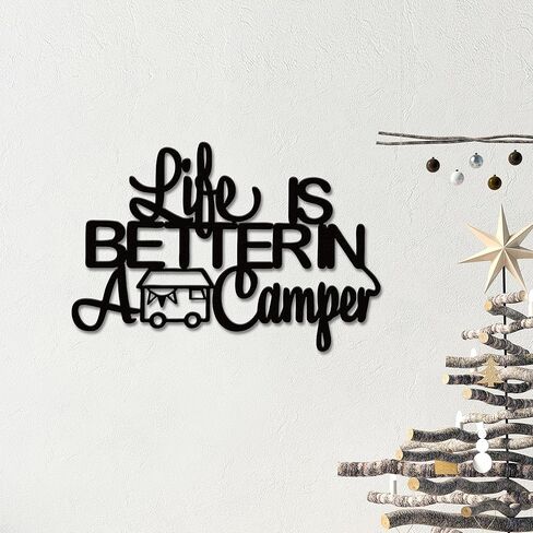 Rajukit Life Is Better in a camper Camping Wall Decor Rustic Wooden Camper Sign Farmhouse Wood Sign Rv Decorations, 12.6 x 8.5 Inches, Black in Saudi Arabia