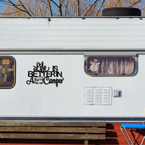 Rajukit Life Is Better in a camper Camping Wall Decor Rustic Wooden Camper Sign Farmhouse Wood Sign Rv Decorations, 12.6 x 8.5 Inches, Black in Saudi Arabia