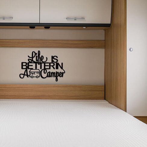 Rajukit Life Is Better in a camper Camping Wall Decor Rustic Wooden Camper Sign Farmhouse Wood Sign Rv Decorations, 12.6 x 8.5 Inches, Black in Kuwait