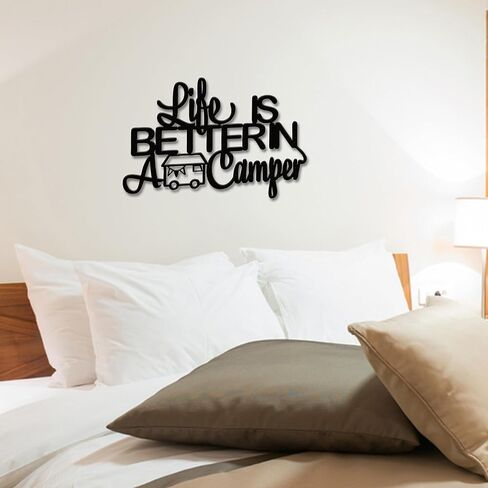 Rajukit Life Is Better in a camper Camping Wall Decor Rustic Wooden Camper Sign Farmhouse Wood Sign Rv Decorations, 12.6 x 8.5 Inches, Black in Kuwait