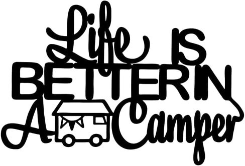 Rajukit Life Is Better in a camper Camping Wall Decor Rustic Wooden Camper Sign Farmhouse Wood Sign Rv Decorations, 12.6 x 8.5 Inches, Black in Kuwait