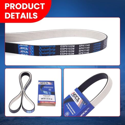 MOCA 6PK1140 Fabric Faced Serpentine Belt Fits for 08-11 for Ford Edge & 09-10 for Flex 3.5L, 19-20 for Lincoln Continental 3.7L, 07-10 for Lincoln MKX 3.5L, 11-13 for Mazda 6 3.7L in Saudi Arabia