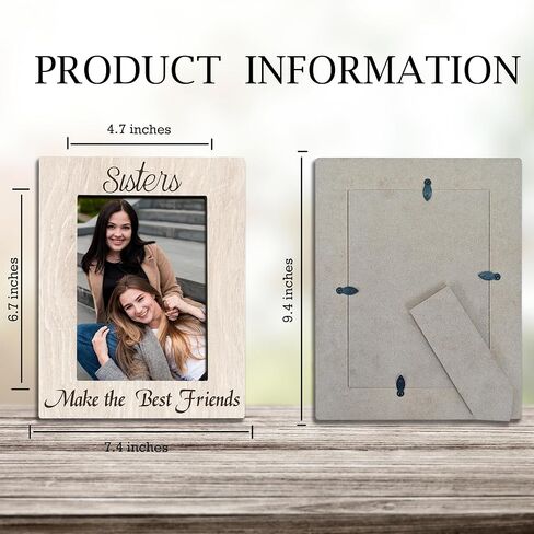 Rustic Wooden Picture Frame For 5"X7" Photo - Sisters Make The Best Friends Frame Tabletop Display, Gifts For Sisters, Besties, Home & Office Decorations(Vertical)-A05 in Saudi Arabia