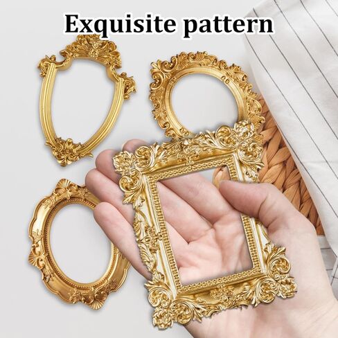 CZFSWT 4 قطع إطارات صغيرة عتيقة، إطارات ذهبية صغيرة، إطار صغير لجدار المعرض مناسب لجدران المعرض، وعروض المجوهرات، وديكورات الزفاف، ودعائم التصوير الفوتوغرافي in Kuwait