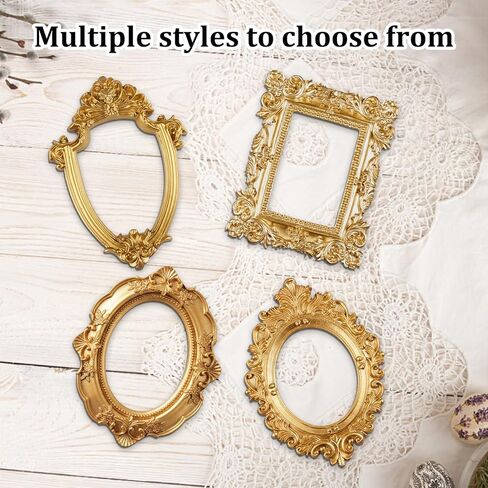 CZFSWT 4 قطع إطارات صغيرة عتيقة، إطارات ذهبية صغيرة، إطار صغير لجدار المعرض مناسب لجدران المعرض، وعروض المجوهرات، وديكورات الزفاف، ودعائم التصوير الفوتوغرافي in Kuwait