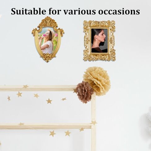 CZFSWT 4 قطع إطارات صغيرة عتيقة، إطارات ذهبية صغيرة، إطار صغير لجدار المعرض مناسب لجدران المعرض، وعروض المجوهرات، وديكورات الزفاف، ودعائم التصوير الفوتوغرافي in Kuwait