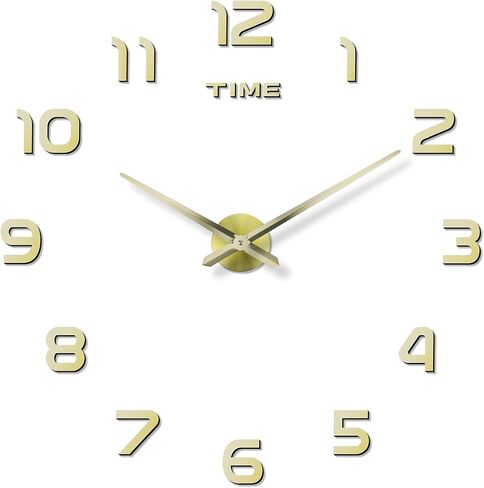 Big DIY Frameless Wall Clock Modern Large 3D Clock for Living Room Decor, Bedroom or Office Decoration Mirror Effect Arabic Numerals Metal Hands Silence Quartz Movement (Black) in Saudi Arabia