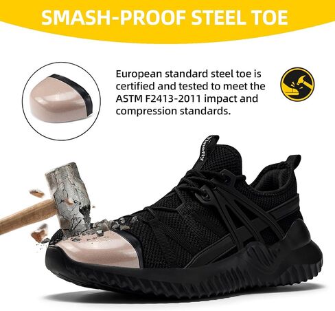 Tinefiy Steel Toe Shoes for Men Lightweight Comfortable Composite Toe Sneakers Safety Work Shoes Cushion Puncture Proof Indestructible Shoe in Saudi Arabia