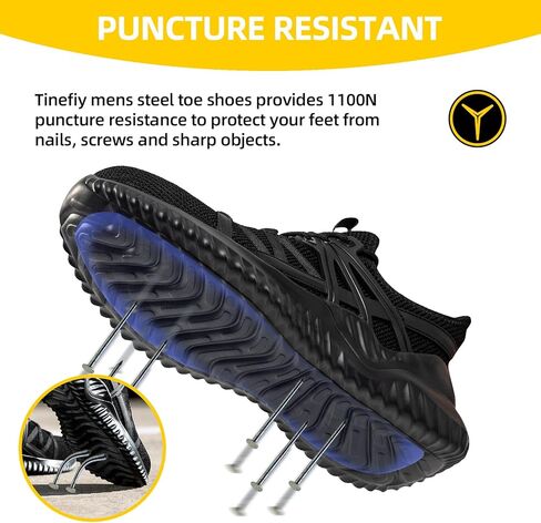 Tinefiy Steel Toe Shoes for Men Lightweight Comfortable Composite Toe Sneakers Safety Work Shoes Cushion Puncture Proof Indestructible Shoe in Saudi Arabia