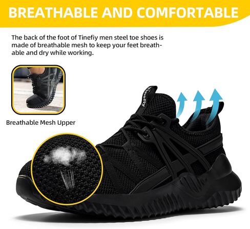 Tinefiy Steel Toe Shoes for Men Lightweight Comfortable Composite Toe Sneakers Safety Work Shoes Cushion Puncture Proof Indestructible Shoe in Saudi Arabia