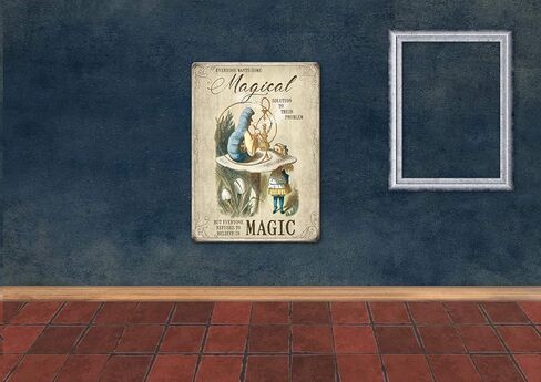 Agedsign Alice in Wonderland Poster, Vintage Metal Tin Sign Magical Solution Quotes Decor Gifts for Girls Living Room Party Decorations 12 x 8 inches in Kuwait