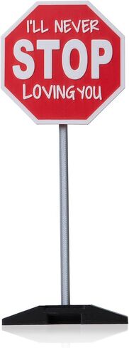 APLUSWER Valentines Day Decorations Road Sign, 7'' I Love You Sign Anniversary Present Funny Desk Decor Valentine's Decor for Home Office Bedroom Mantel Tiered Tray Shelf - I'll Never STOP Loving You in Saudi Arabia