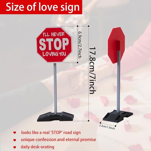 APLUSWER Valentines Day Decorations Road Sign, 7'' I Love You Sign Anniversary Present Funny Desk Decor Valentine's Decor for Home Office Bedroom Mantel Tiered Tray Shelf - I'll Never STOP Loving You in Saudi Arabia