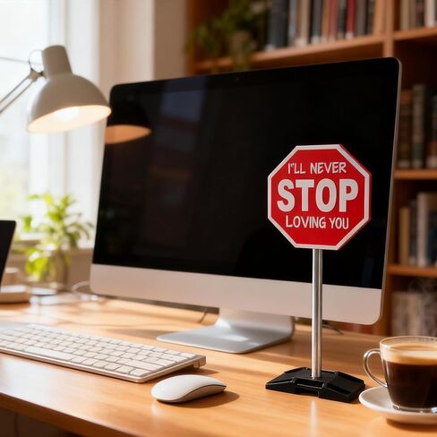 APLUSWER Valentines Day Decorations Road Sign, 7'' I Love You Sign Anniversary Present Funny Desk Decor Valentine's Decor for Home Office Bedroom Mantel Tiered Tray Shelf - I'll Never STOP Loving You in Saudi Arabia